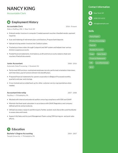 Accountable Clerk Resume