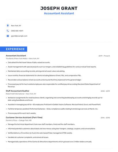 Accountant Assistant Resume