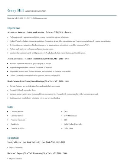 Accountant Assistant Resume