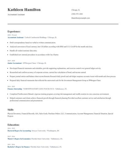Accountant Assistant Resume