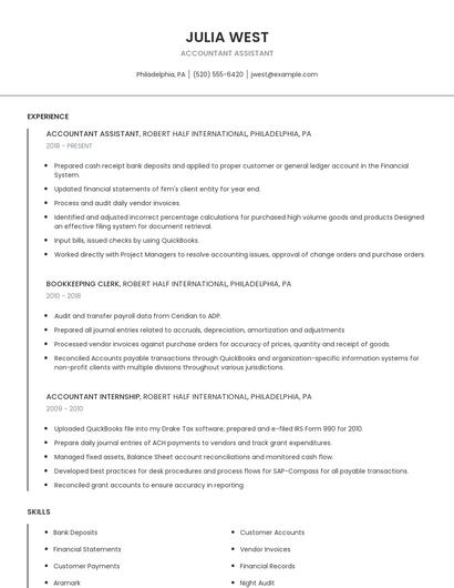 Accountant Assistant Resume