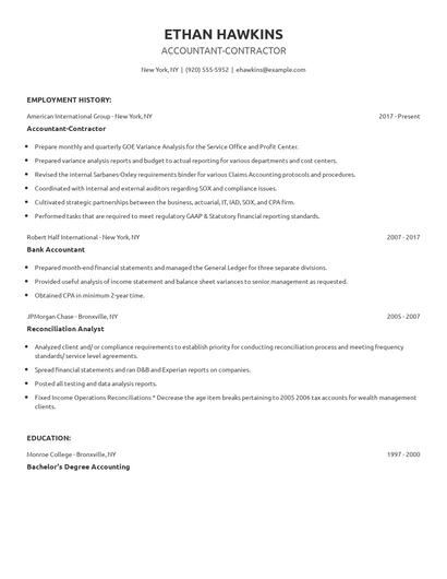 Accountant-Contractor Resume