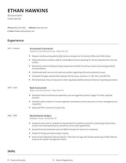 Accountant-Contractor Resume