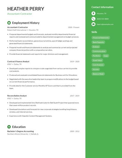 Accountant-Contractor Resume