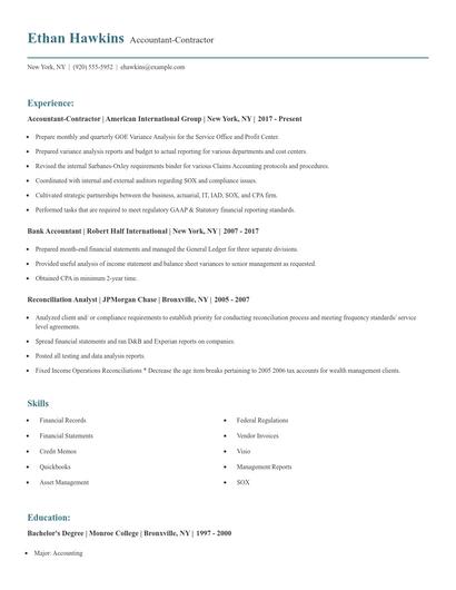 Accountant-Contractor Resume