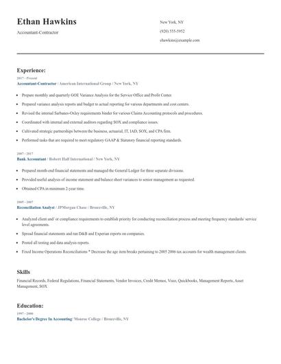 Accountant-Contractor Resume