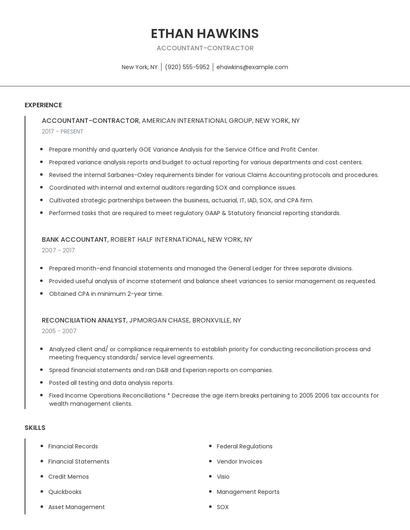Accountant-Contractor Resume