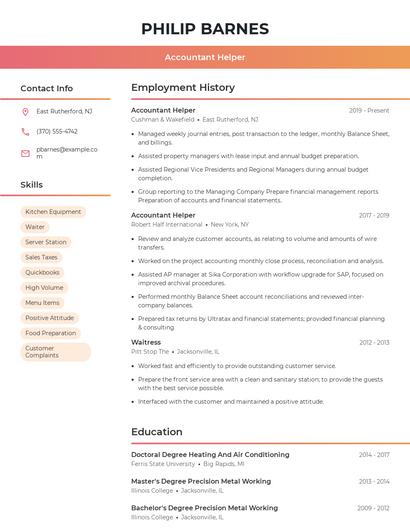 Accountant Helper Resume