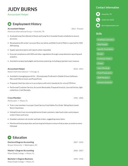 Accountant Helper Resume