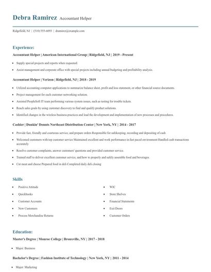 Accountant Helper Resume