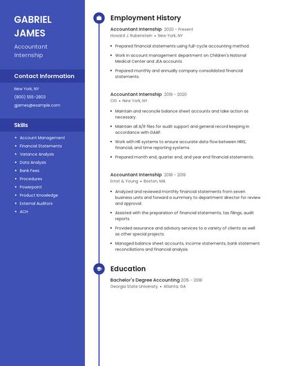 Accountant Internship Resume