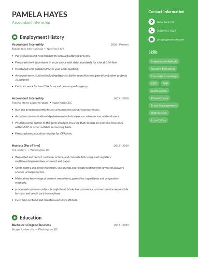 Accountant Internship Resume