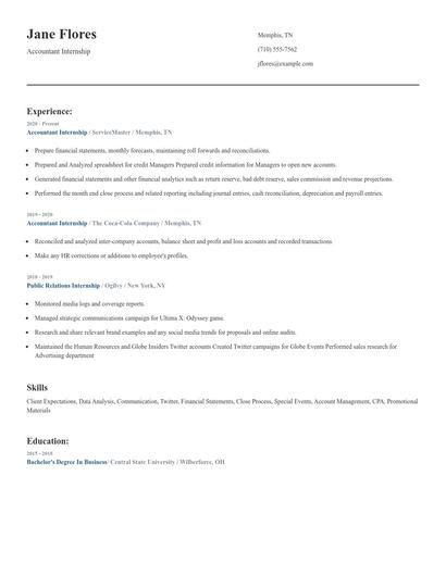 Accountant Internship Resume