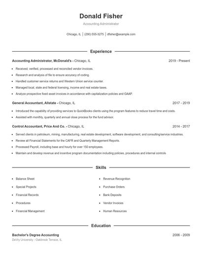 Accounting Administrator Resume