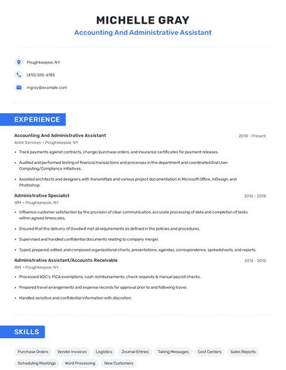 Accounting And Administrative Assistant Resume