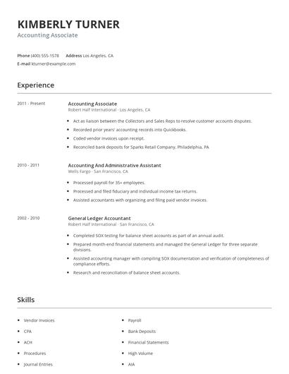 Accounting Associate Resume