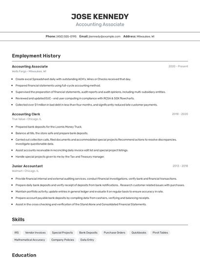 Accounting Associate Resume