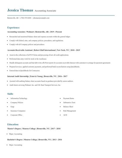 Accounting Associate Resume