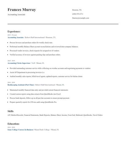 Accounting Associate Resume