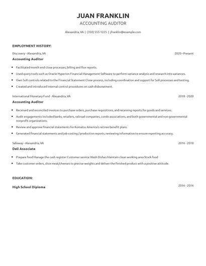 Accounting Auditor Resume