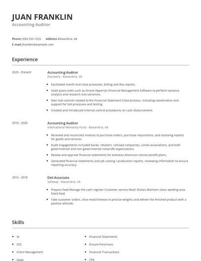 Accounting Auditor Resume
