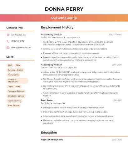 Accounting Auditor Resume