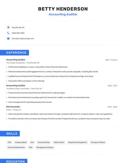 Accounting Auditor Resume
