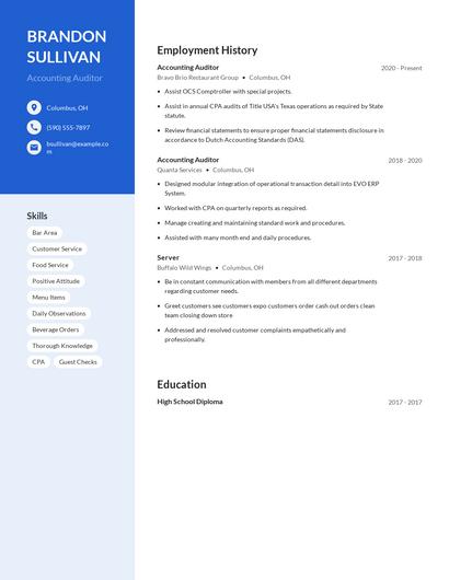 Accounting Auditor Resume