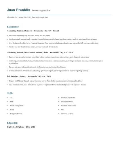 Accounting Auditor Resume