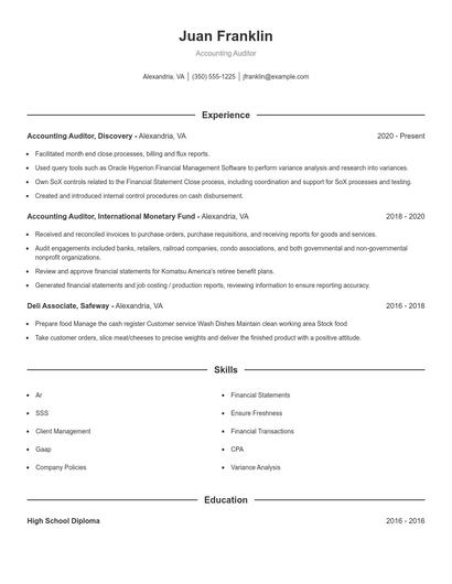 Accounting Auditor Resume