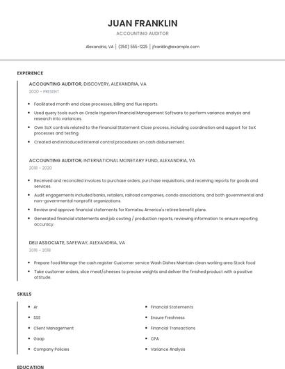 Accounting Auditor Resume