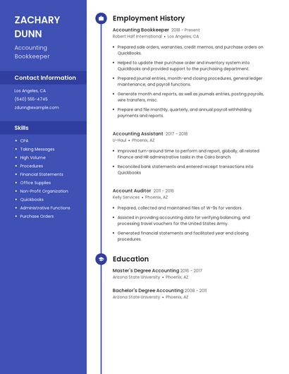 Accounting Bookkeeper Resume
