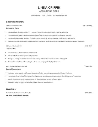 Accounting Clerk Resume