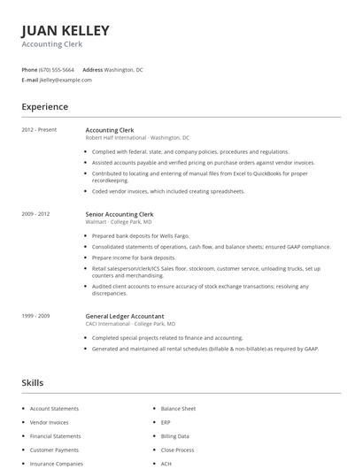 Accounting Clerk Resume