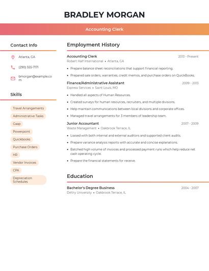 Accounting Clerk Resume