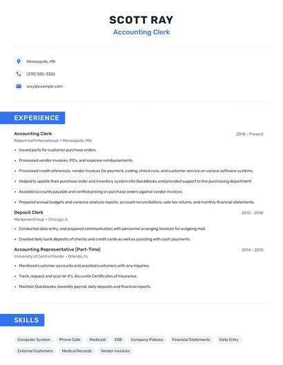 Accounting Clerk Resume