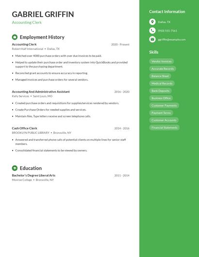 Accounting Clerk Resume