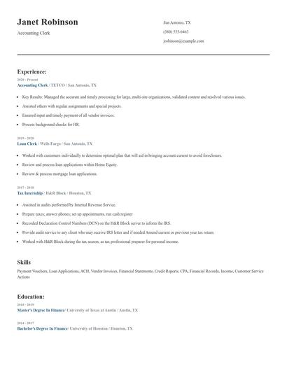 Accounting Clerk Resume