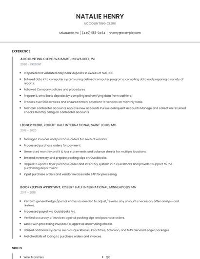Accounting Clerk Resume