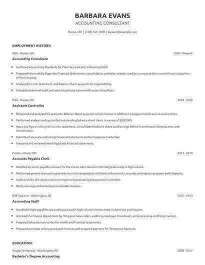 Accounting Consultant Resume