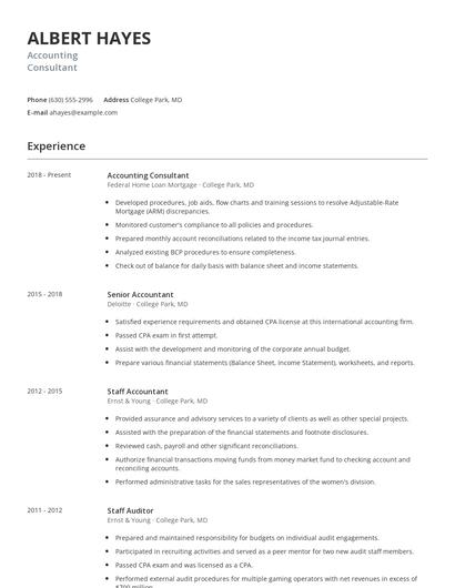 Accounting Consultant Resume