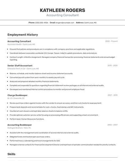Accounting Consultant Resume