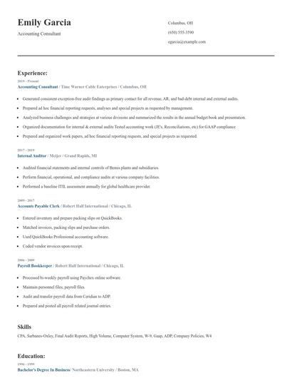 Accounting Consultant Resume