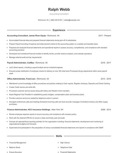 Accounting Consultant Resume