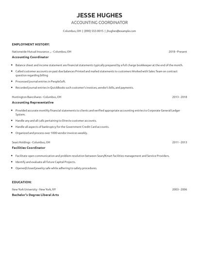 Accounting Coordinator Resume