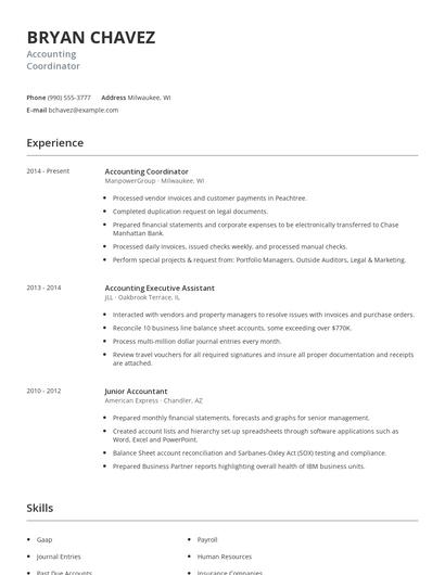 Accounting Coordinator Resume