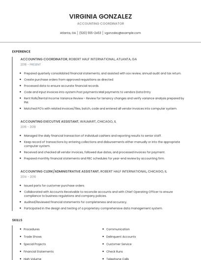Accounting Coordinator Resume