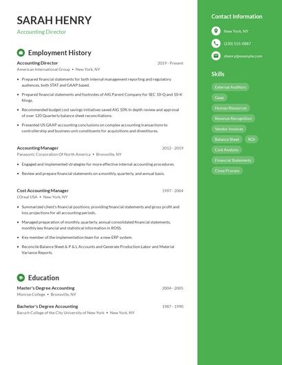 Accounting Director Resume