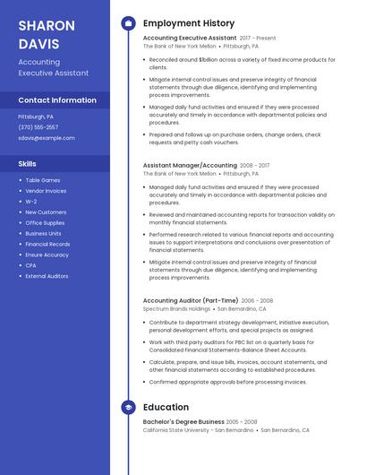 Accounting Executive Assistant Resume