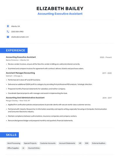 Accounting Executive Assistant Resume